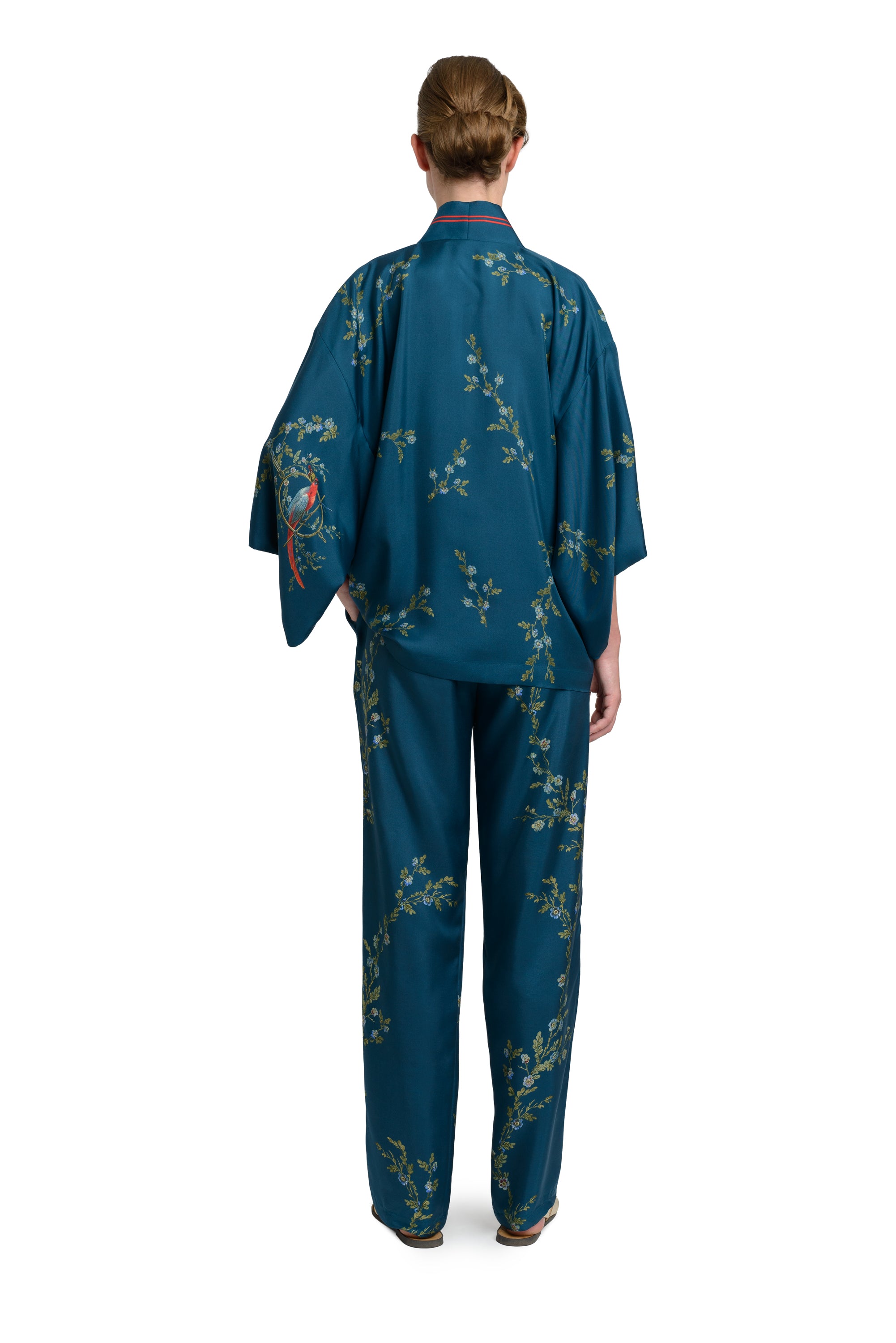 10th Anniversary Silk Suit "Le Perroquet" in Petrol Blue