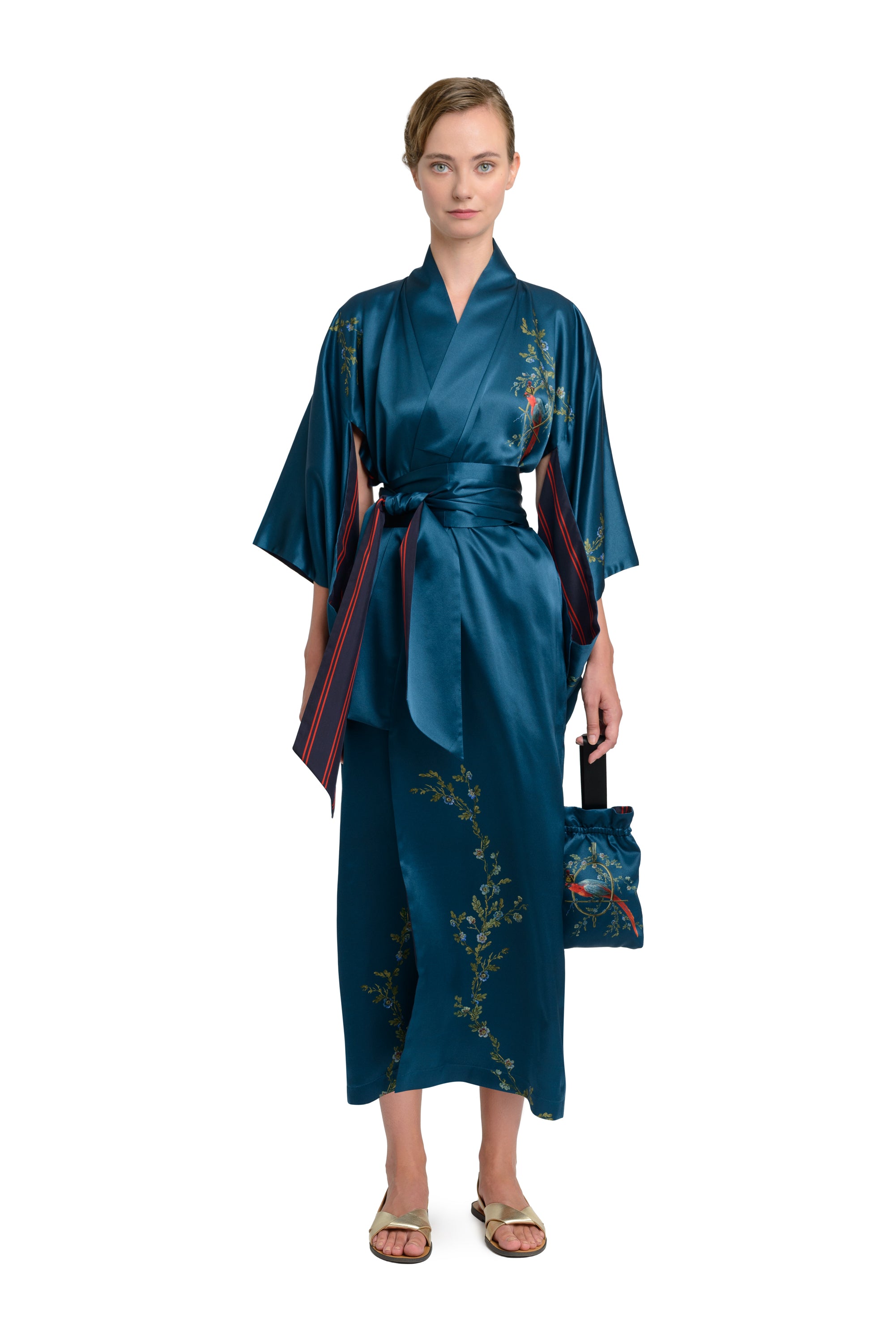 10th Anniversary Kimono "Le Perroquet" in Petrol Blue