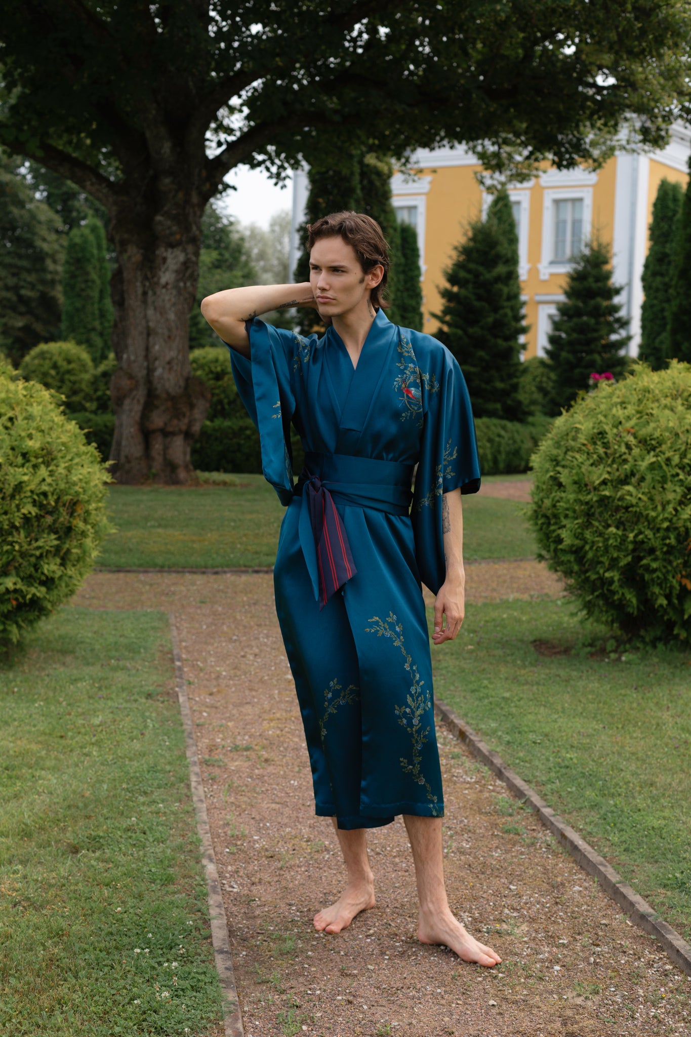 10th Anniversary Kimono "Le Perroquet" in Petrol Blue - House of Castlebird Rose
