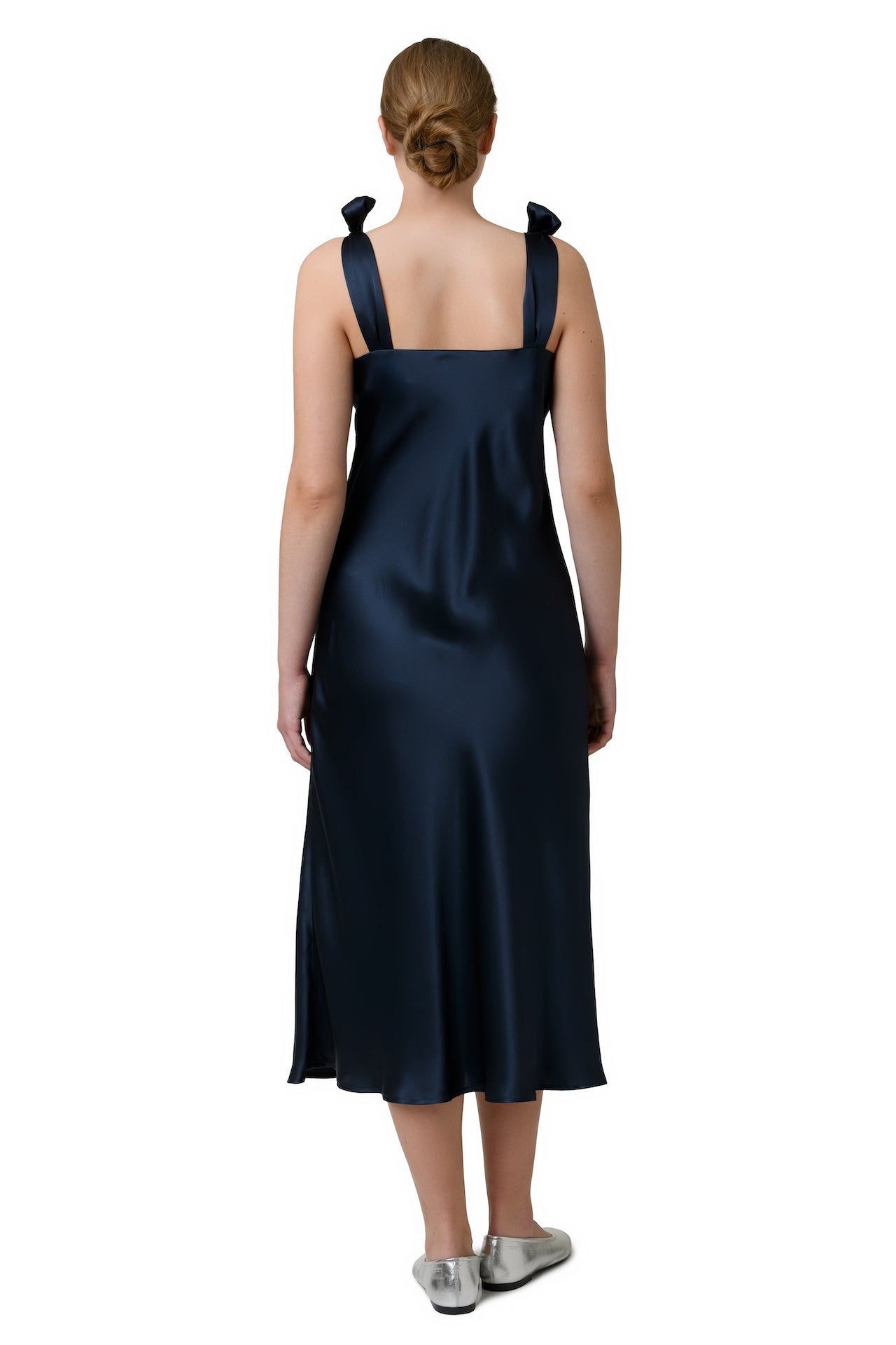 Silk slip dress in Navy Blue