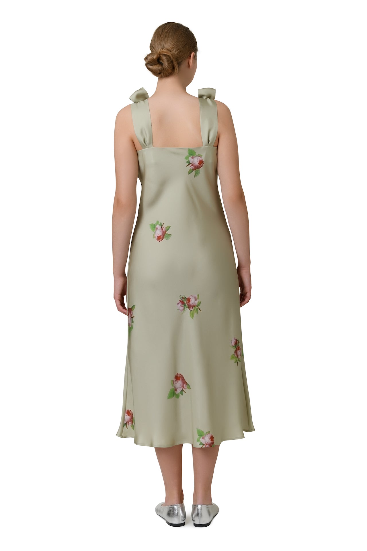 SILK SLIP DRESS "PAULINE" in Pale Olive