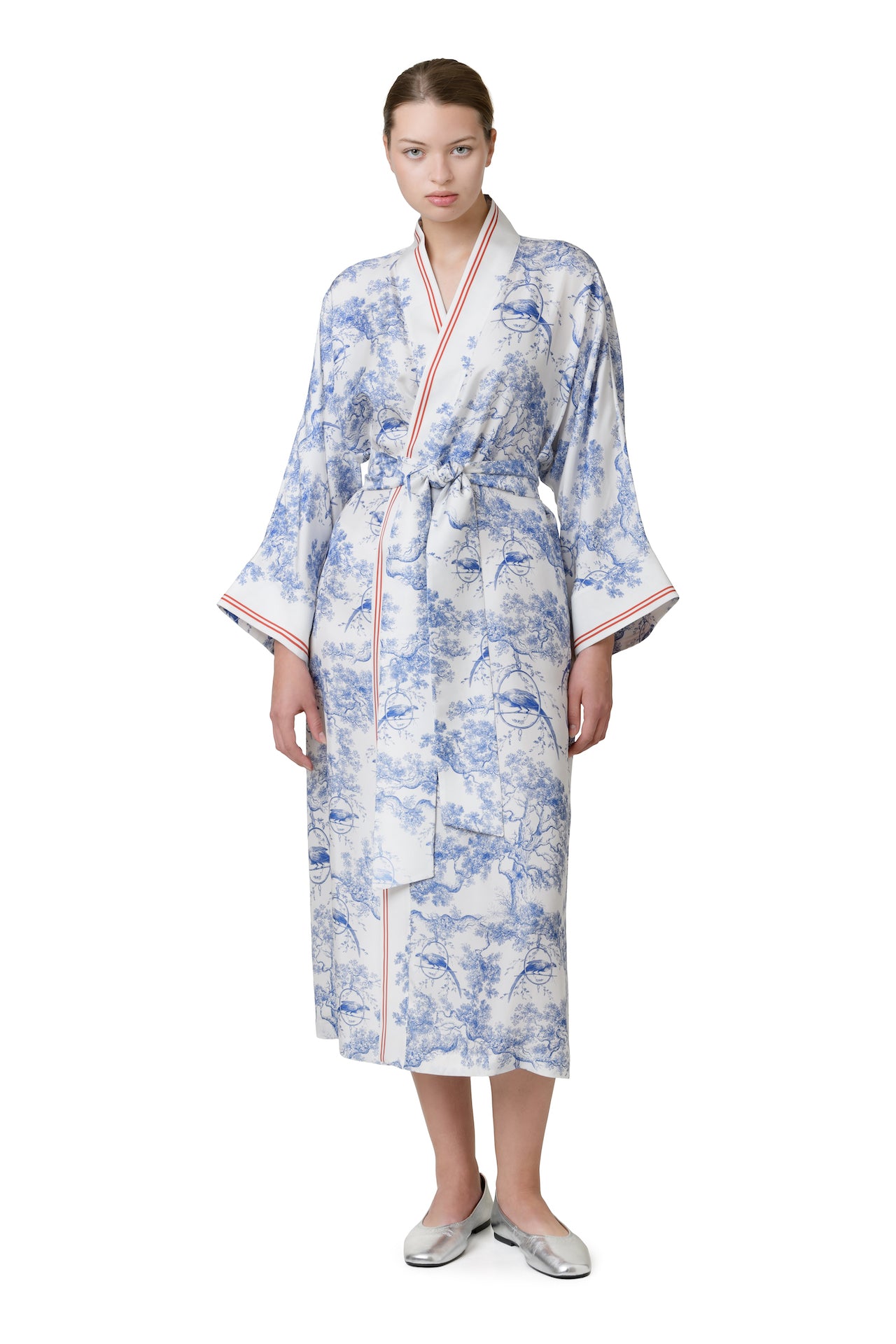 Toile de Jouy Silk Robe ''Castlebird''