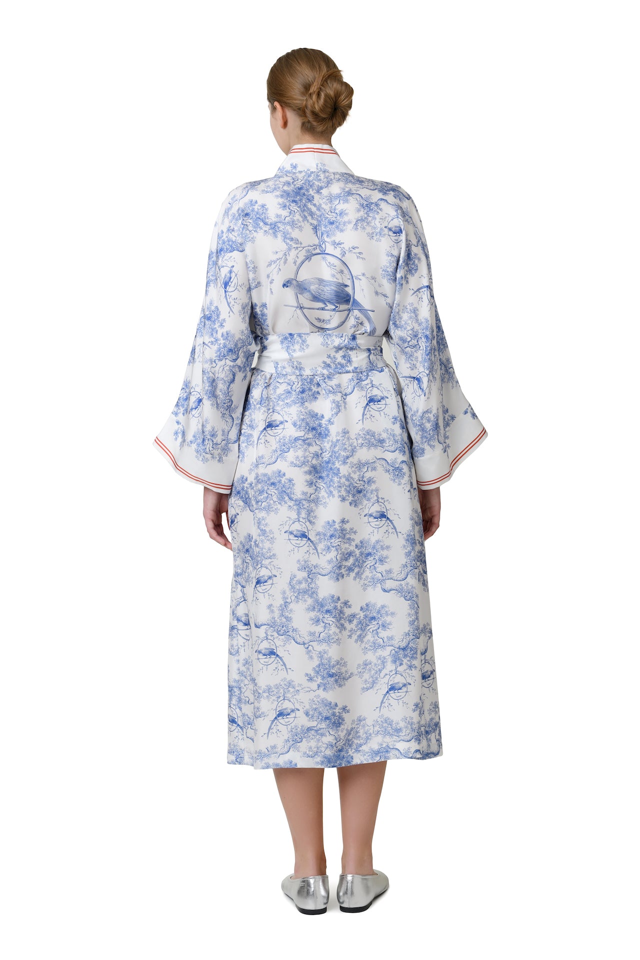 Toile de Jouy Silk Robe ''Castlebird''