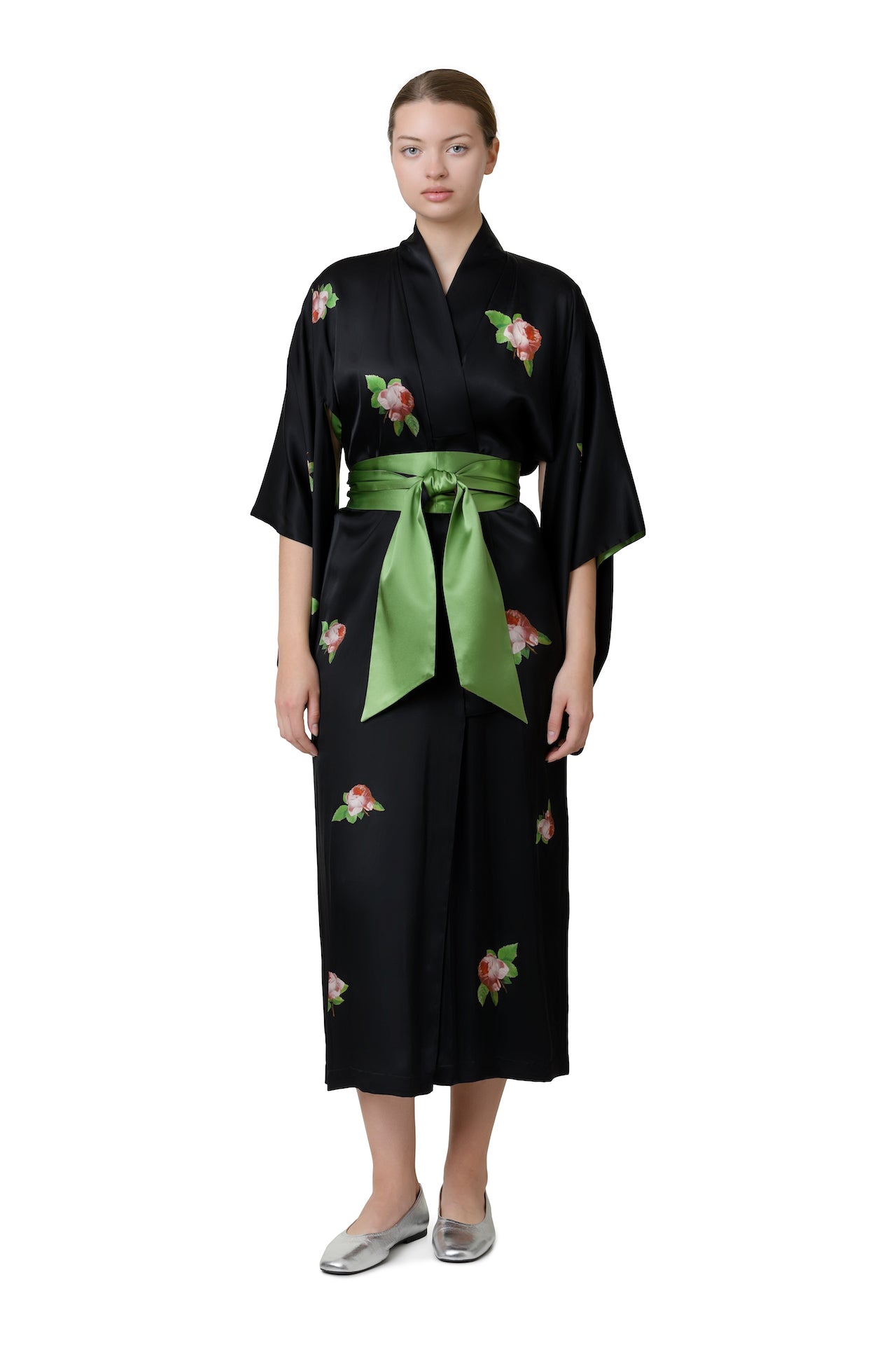 SILK KIMONO "PAULINE" in ebony black