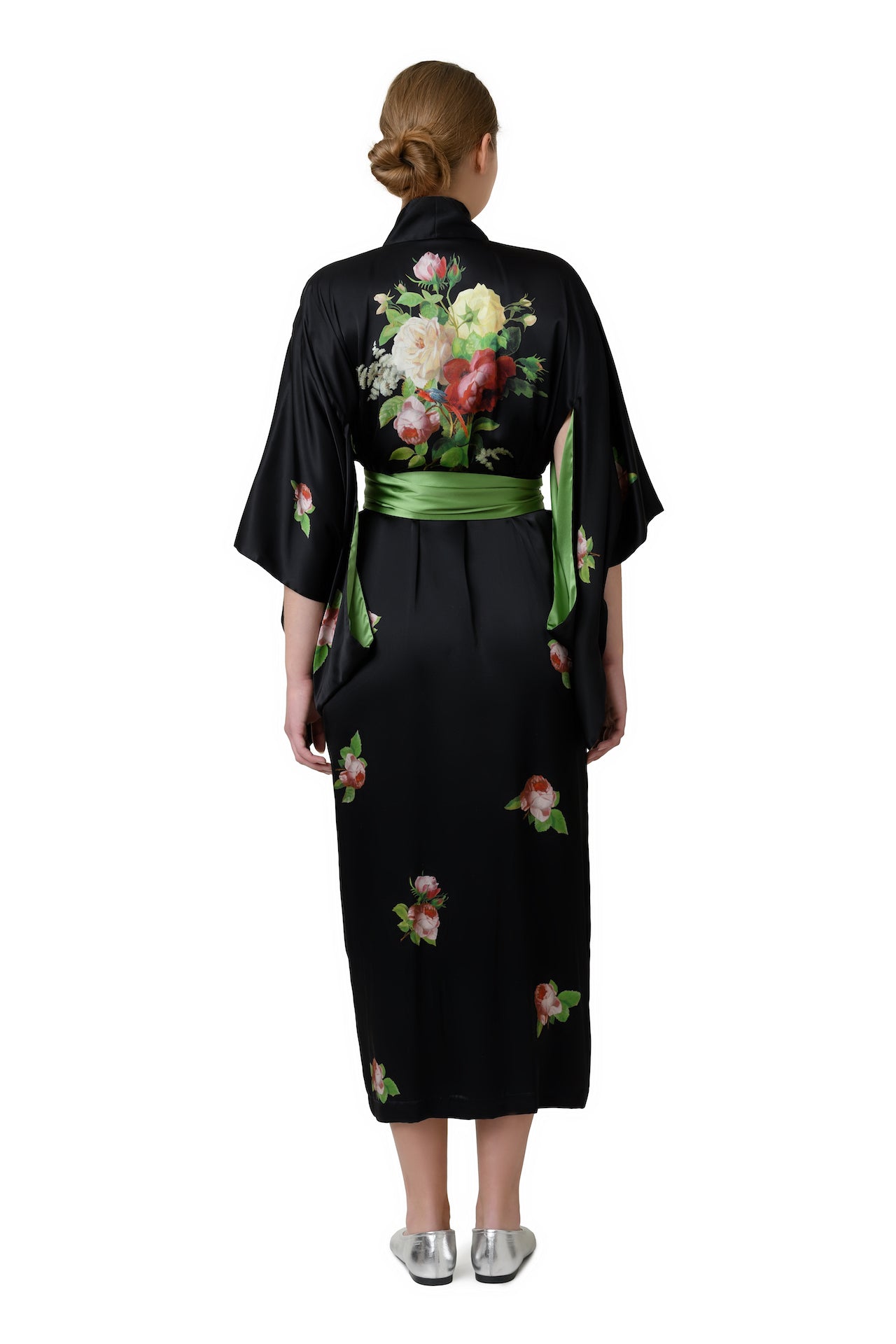 SILK KIMONO "PAULINE" in ebony black