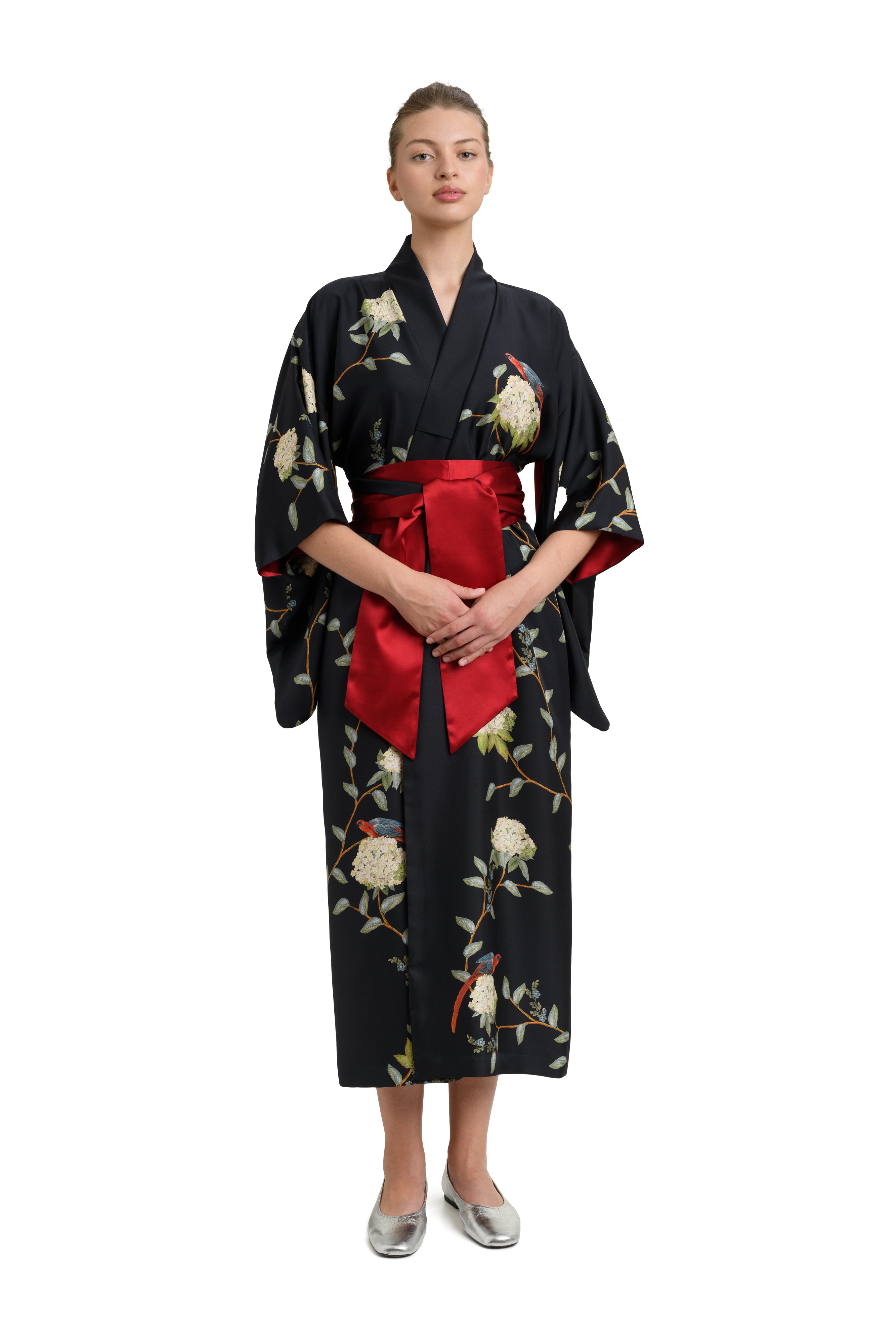 Silk Kimono ''ORIENT'' in midnight blue