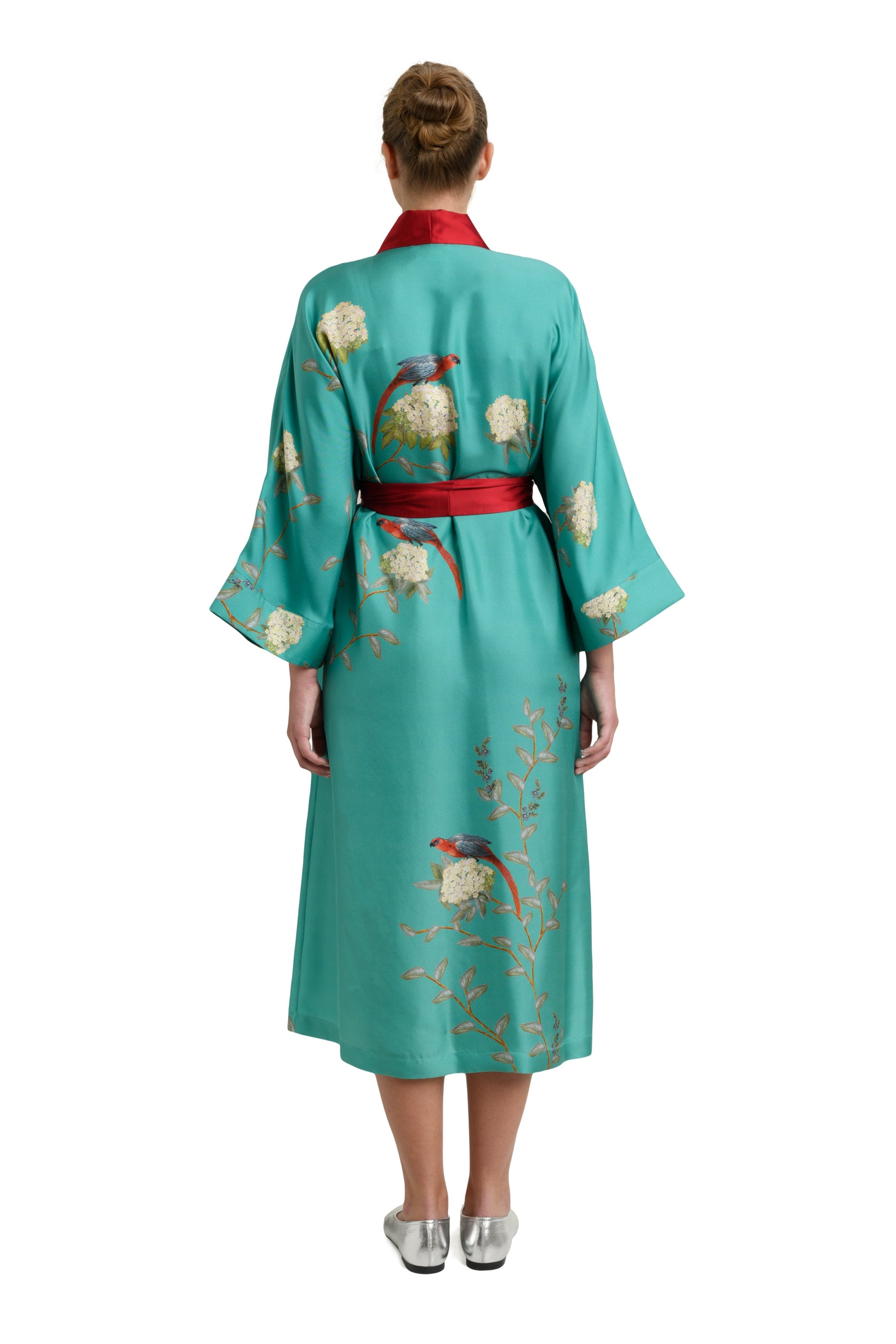 Silk Robe ''ORIENT'' in aqua - LIMITED EDITION