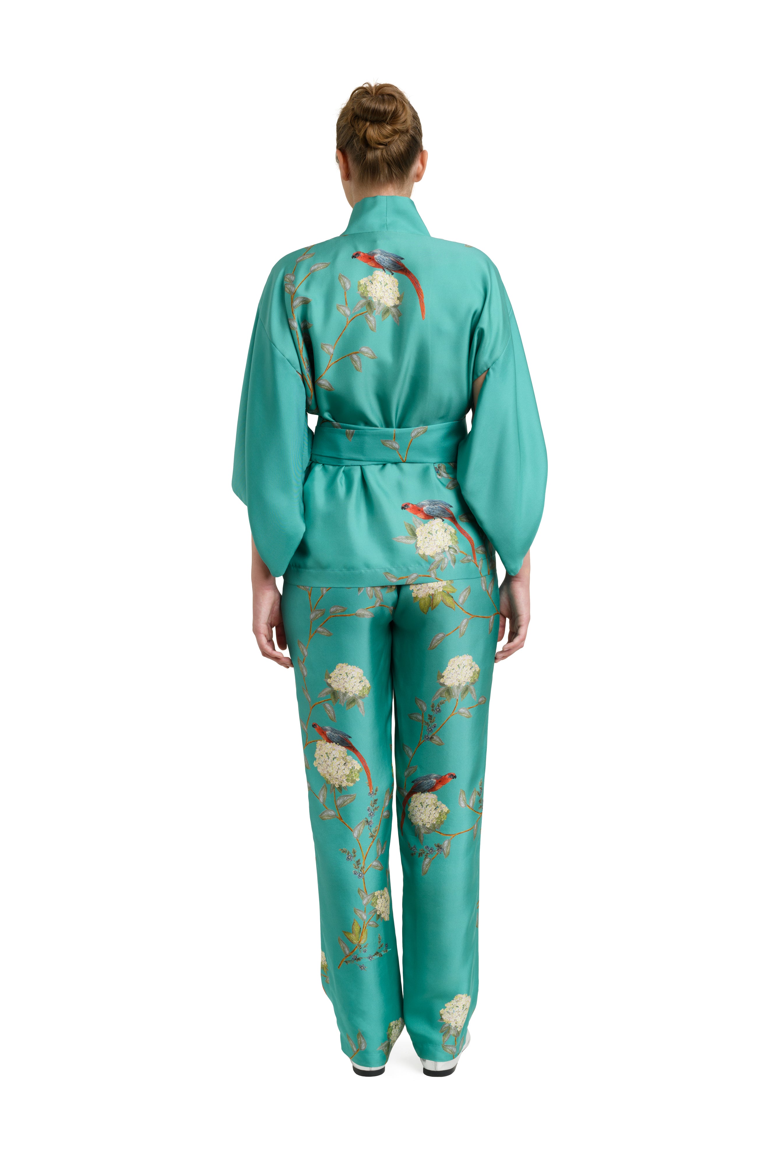 Silk Lounge Suit ''ORIENT'' in aqua - LIMITED EDITION