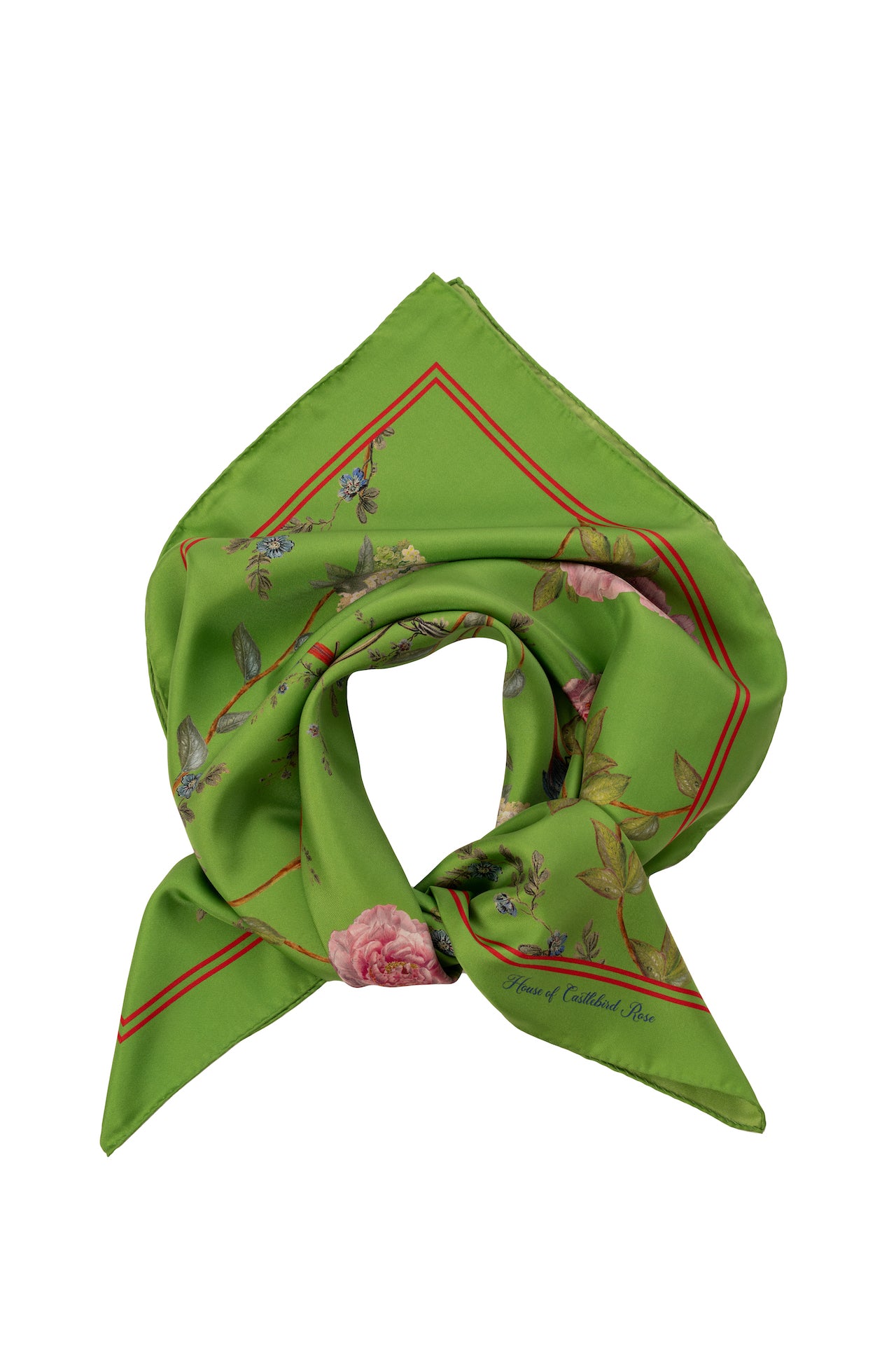 CHINOISERIE SILK SCARF IN EMERALD GREEN - House of Castlebird Rose