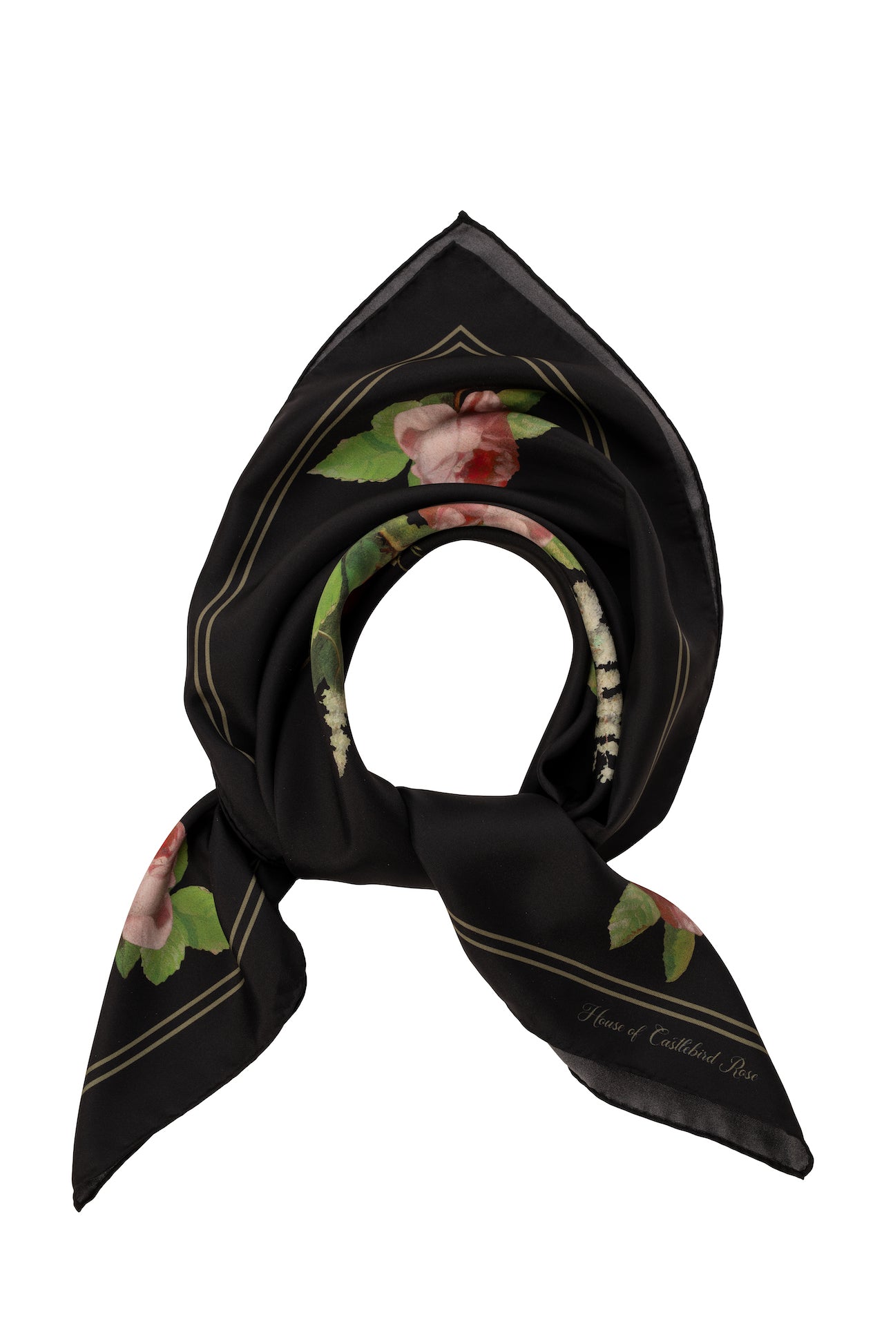 SILK SCARF "PAULINE" in ebony black - House of Castlebird Rose