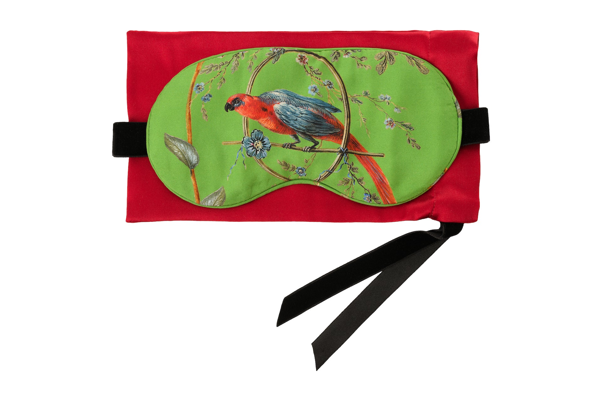 Silk Sleep Mask “Chinoiserie” in emerald green - House of Castlebird Rose