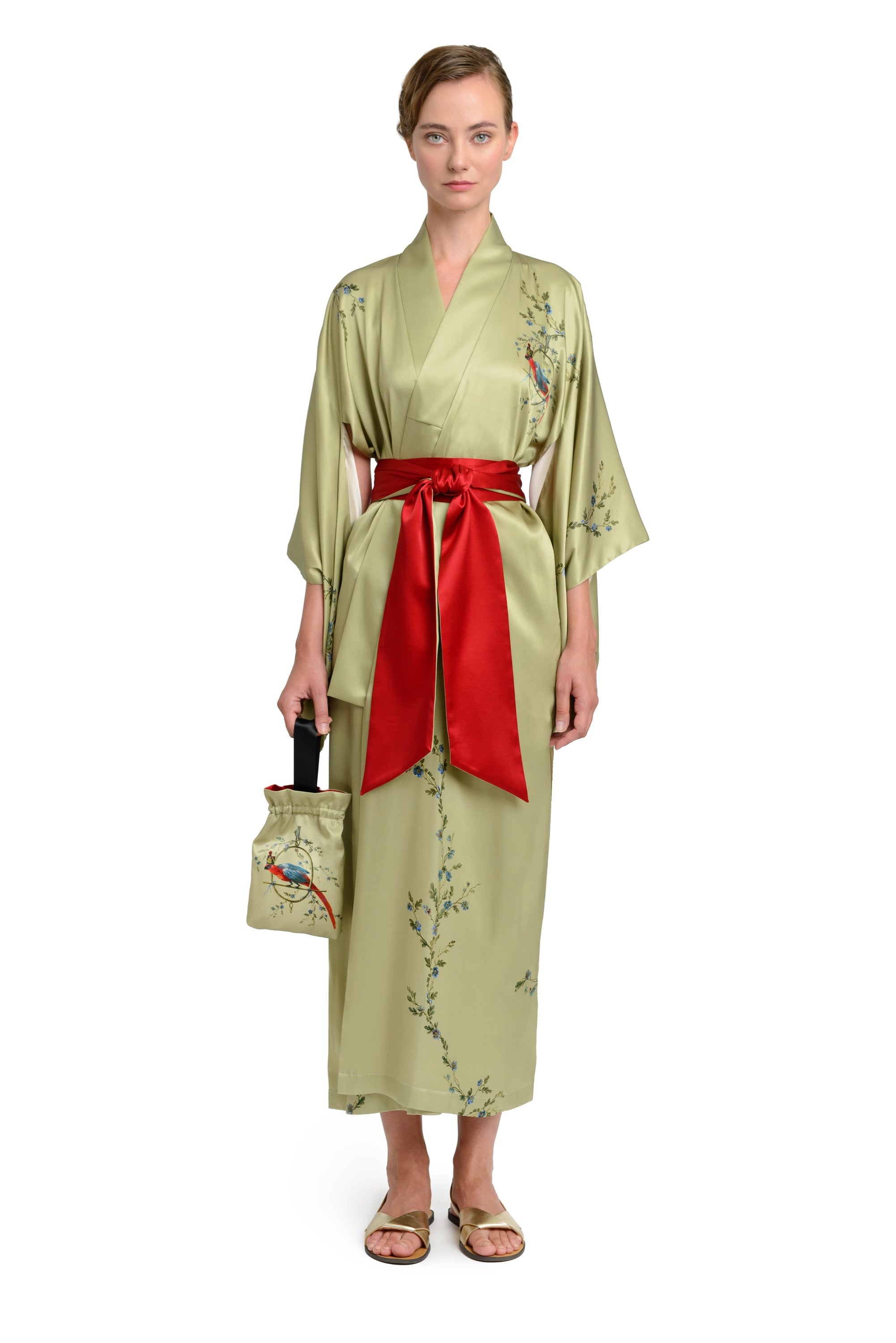 10th Anniversary Kimono "Le Perroquet" in Antique Sage