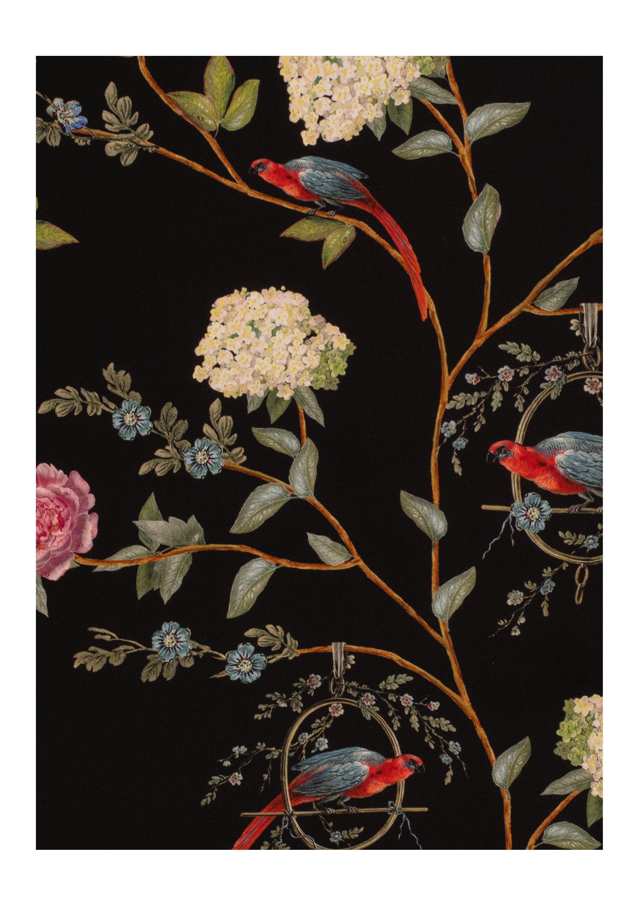 CHINOISERIE SILK SCARF IN BLACK - House of Castlebird Rose