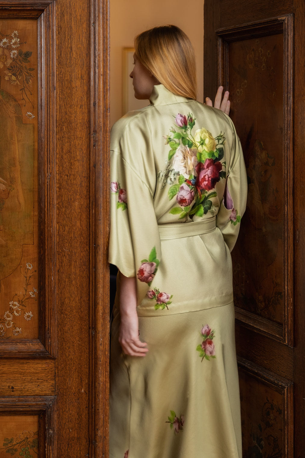 SILK BLAZER "PAULINE" in pale olive - House of Castlebird Rose