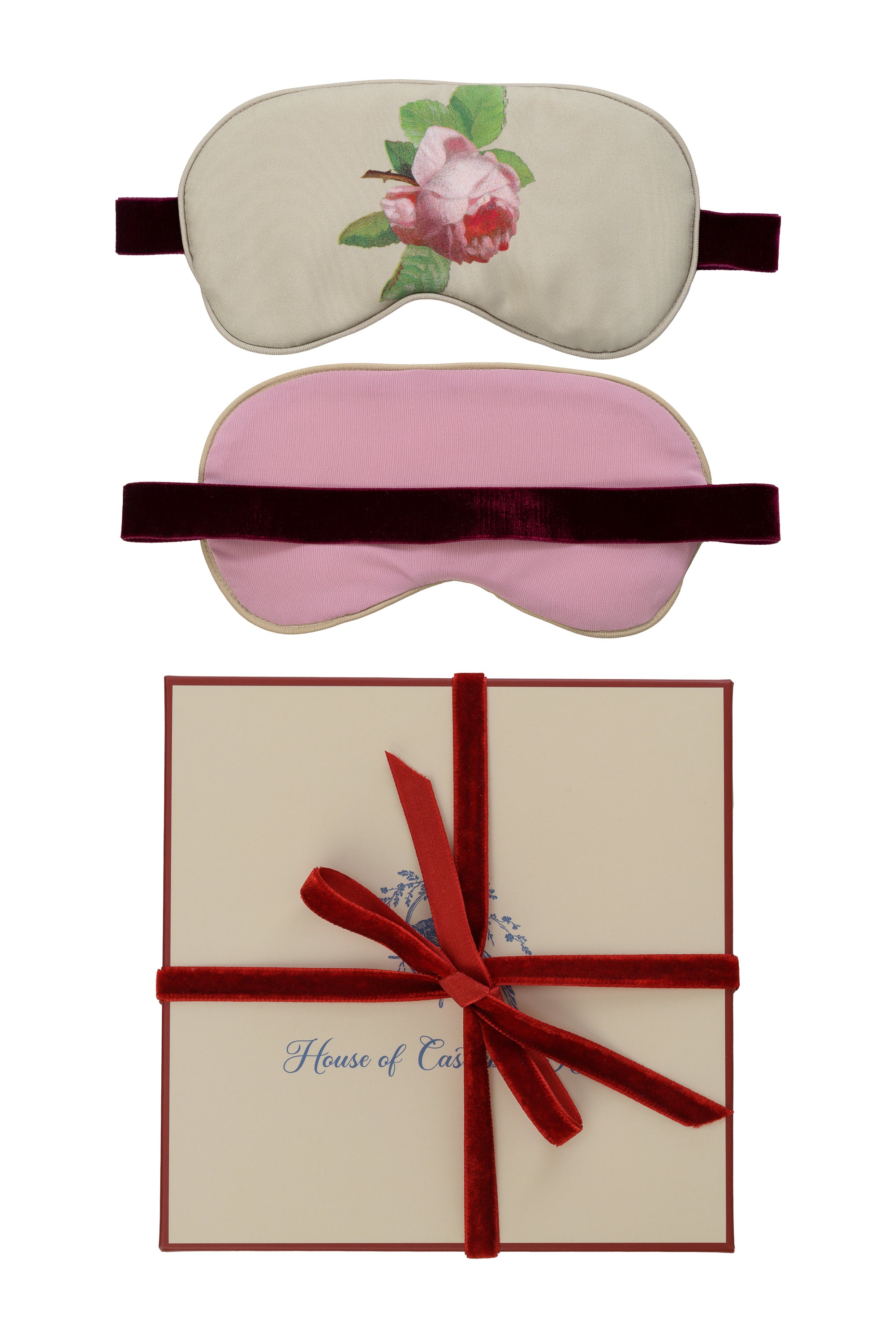 SILK SLEEP MASK "PAULINE" in pale olive - House of Castlebird Rose