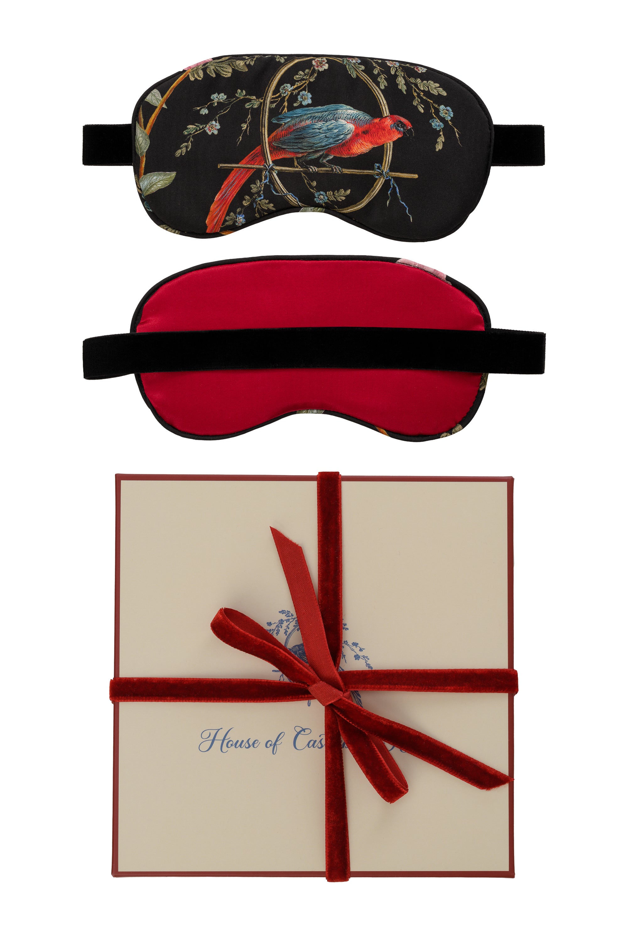 Silk Sleep Mask “Chinoiserie” in black - House of Castlebird Rose