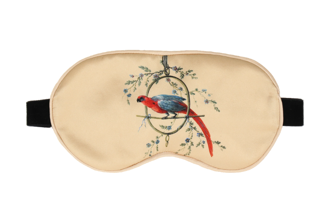 Silk Sleep Mask “Le Perroquet” in gold - House of Castlebird Rose