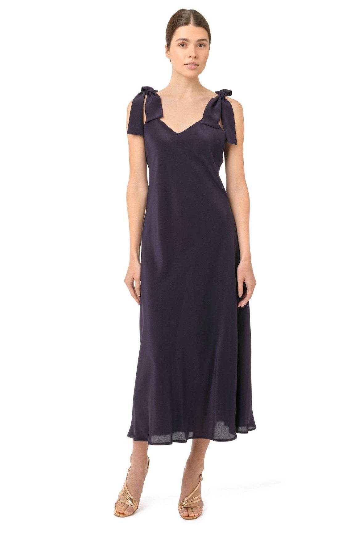 Silk slip dress in midnight blue - House of Castlebird Rose