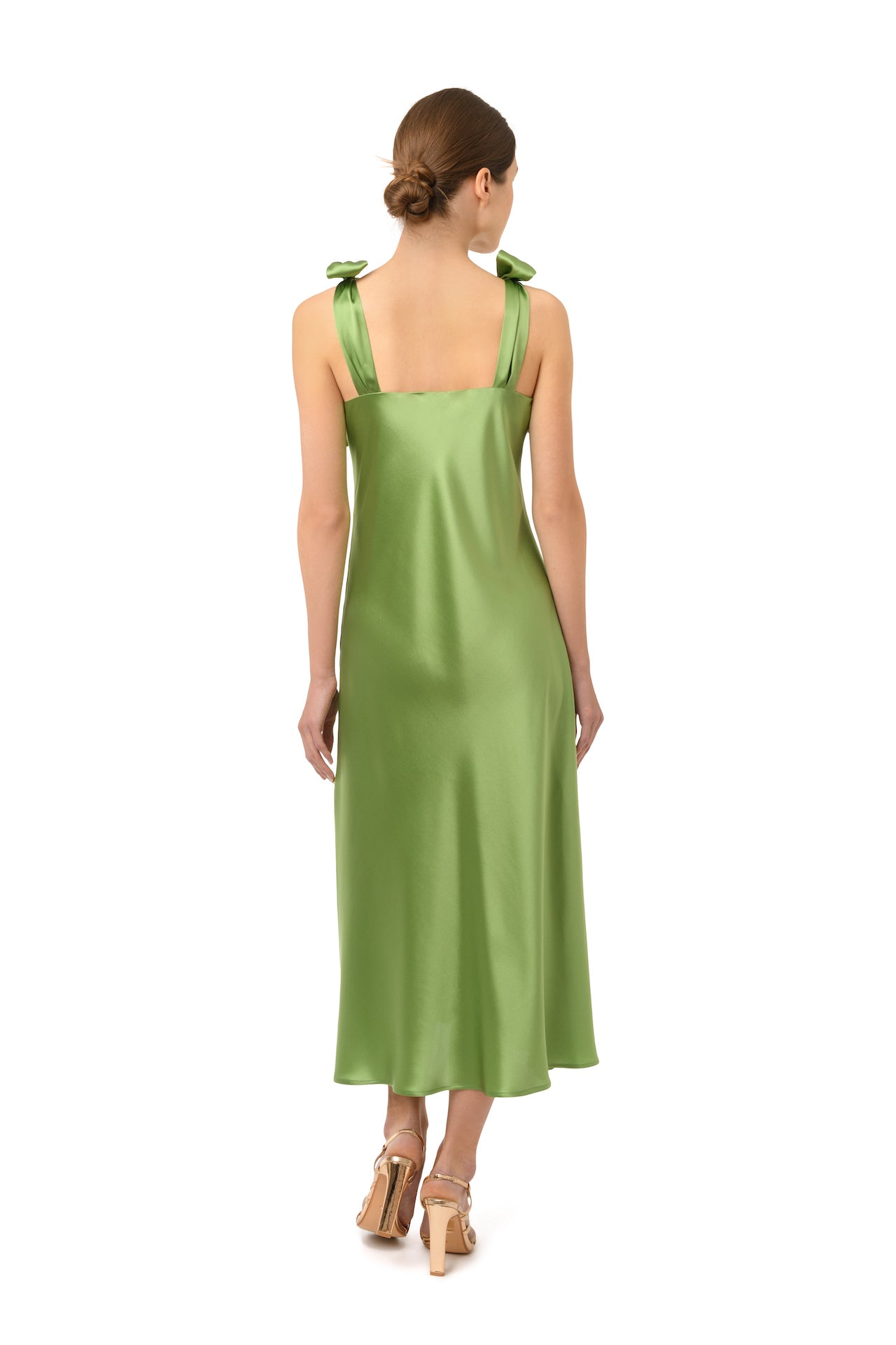 Silk slip dress in green - House of Castlebird Rose