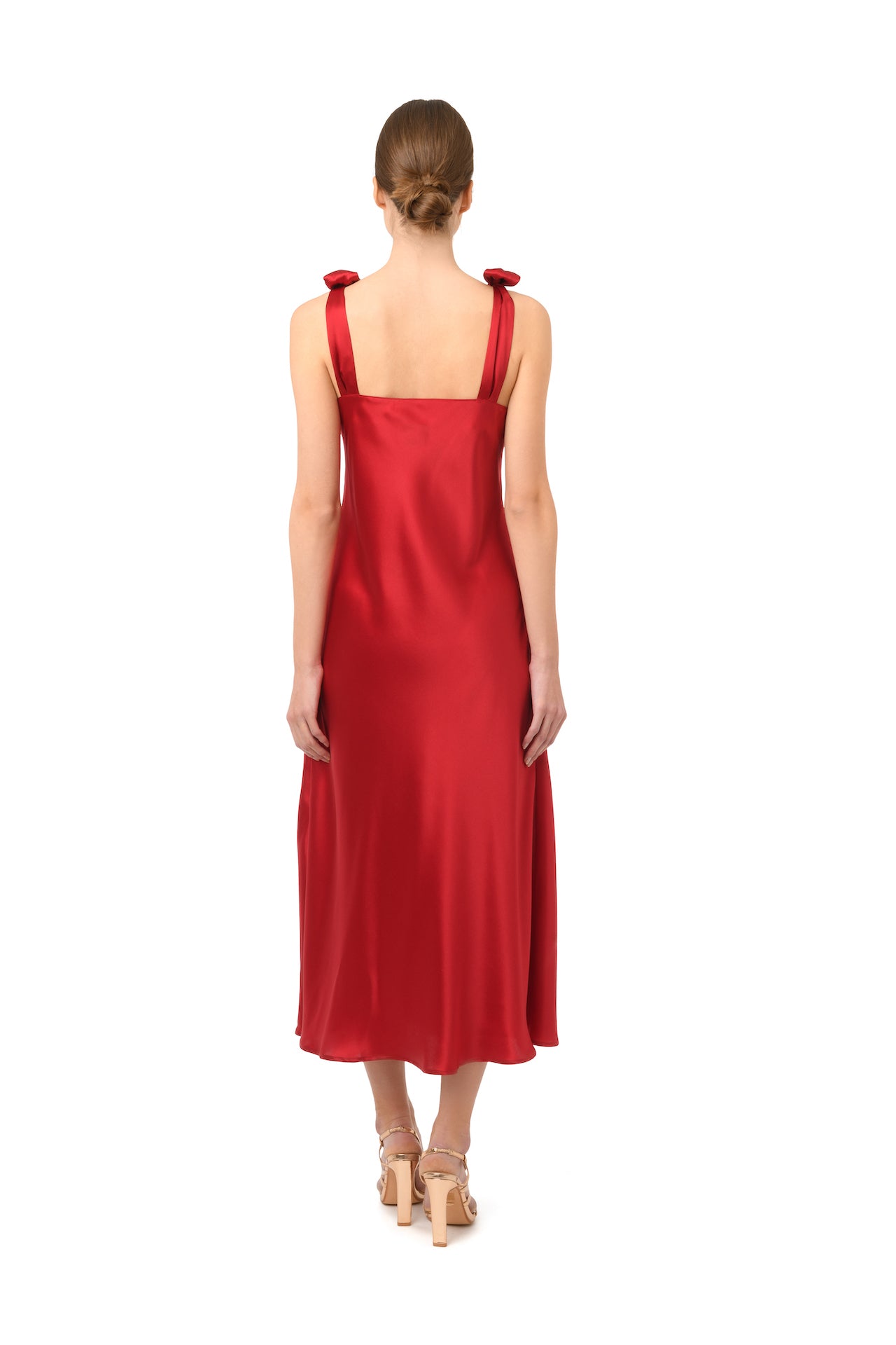 Silk slip dress in red - House of Castlebird Rose