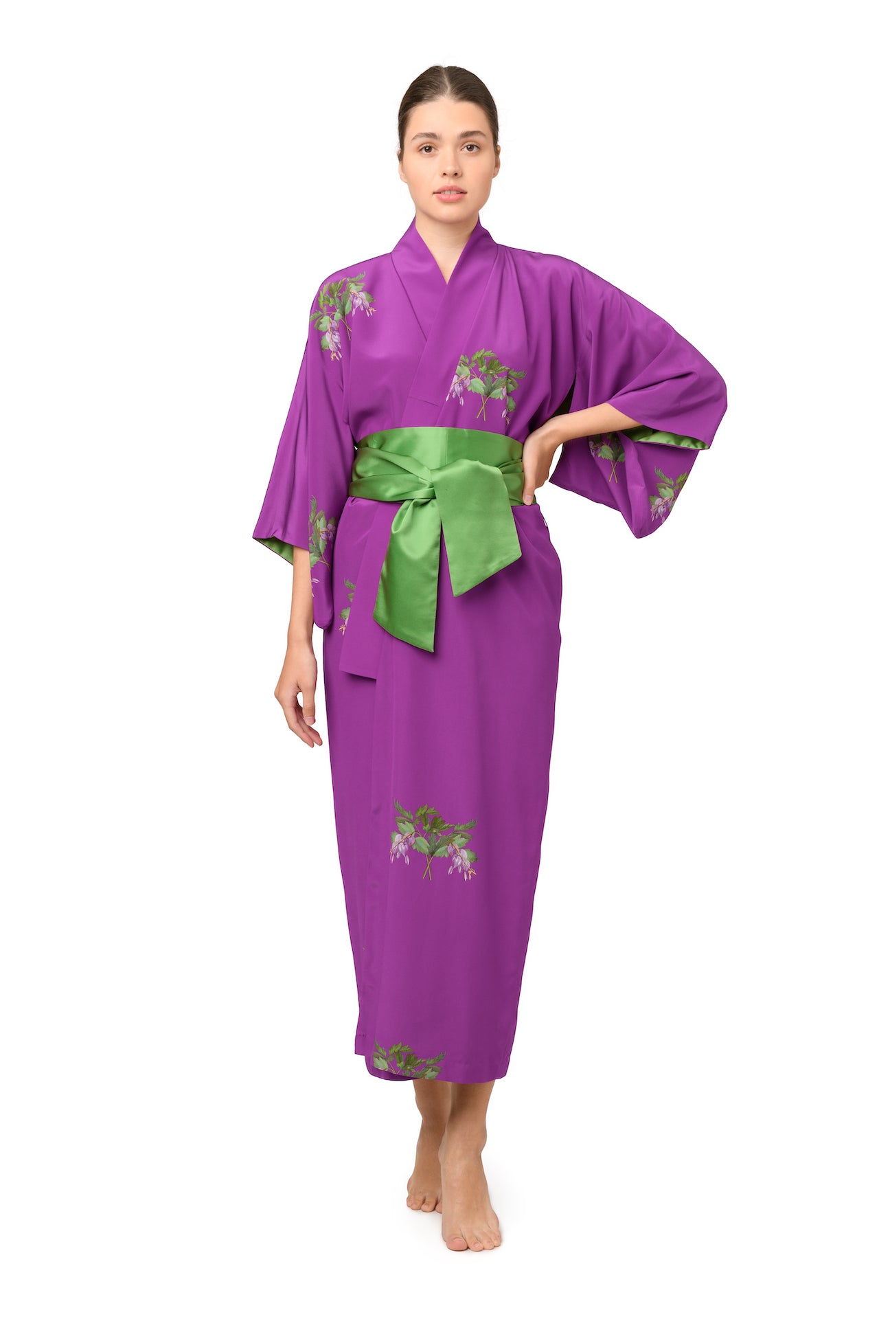 Maxi Kimono in Deep Magenta "Bleeding Hearts" - House of Castlebird Rose