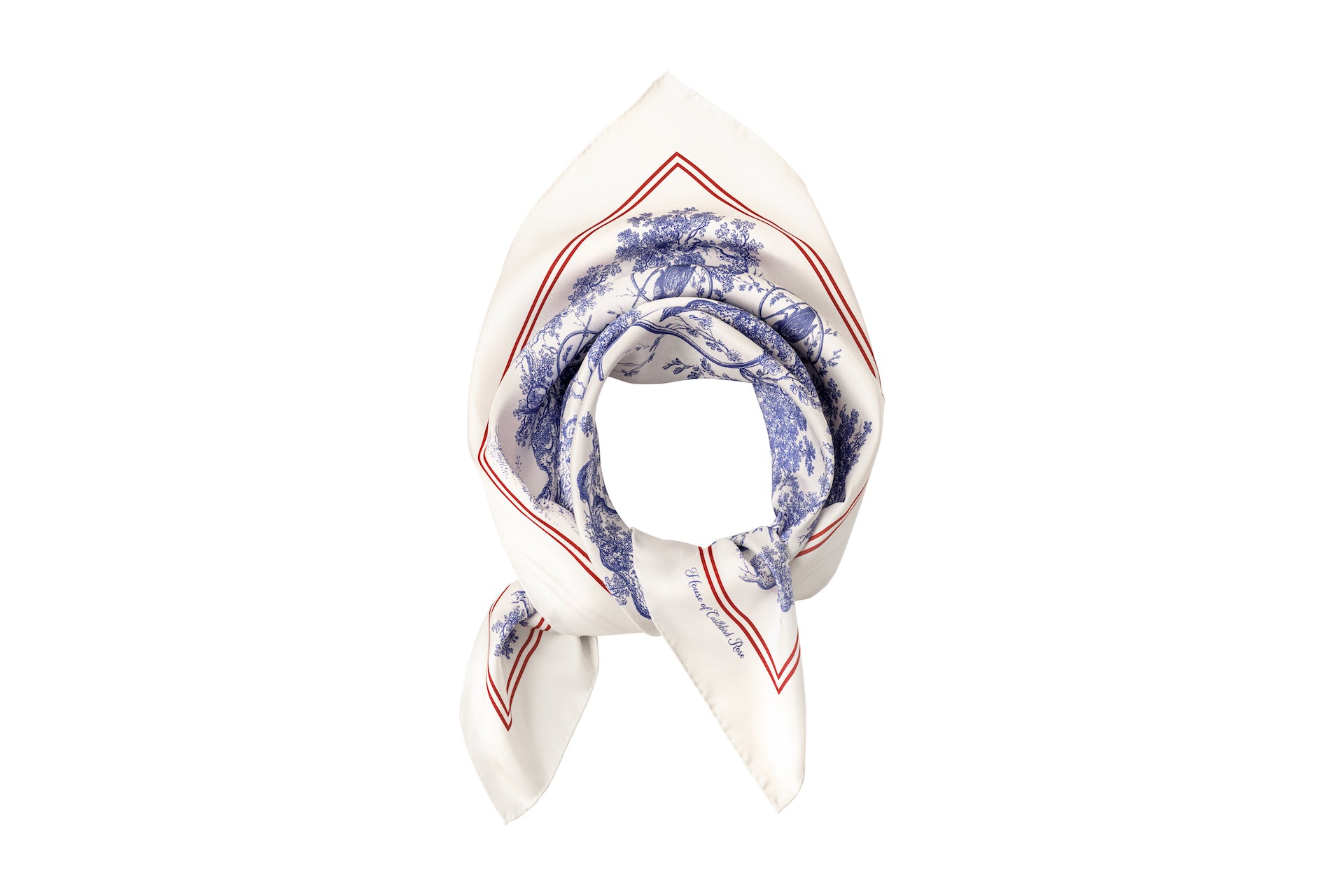 Silk Scarf ''Toile de Jouy'' in blue - House of Castlebird Rose