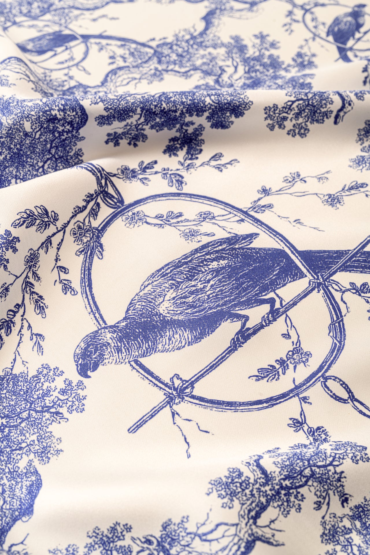 Silk Scarf ''Toile de Jouy'' in blue - House of Castlebird Rose